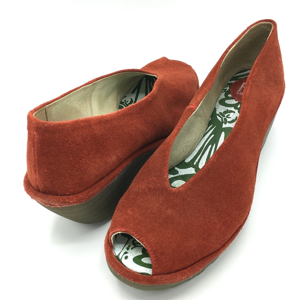FLY LONDON Yuri Wedge Suede NOT PERFORATED SZ 9.5